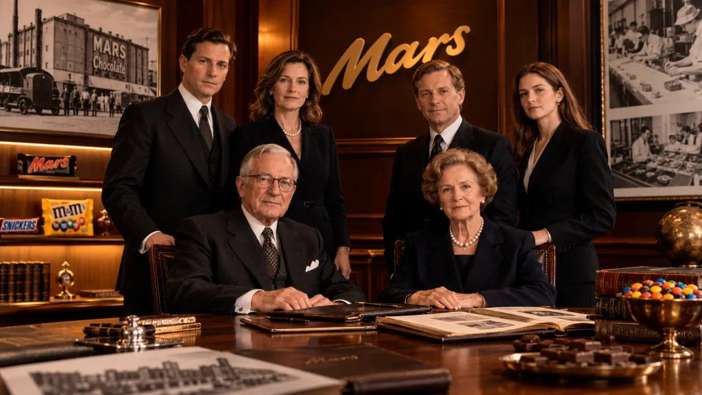 Representação da família Mars, simbolizando a cultura empresarial, o legado familiar e a continuidade dos negócios entre gerações. Imagem gerada por IA.